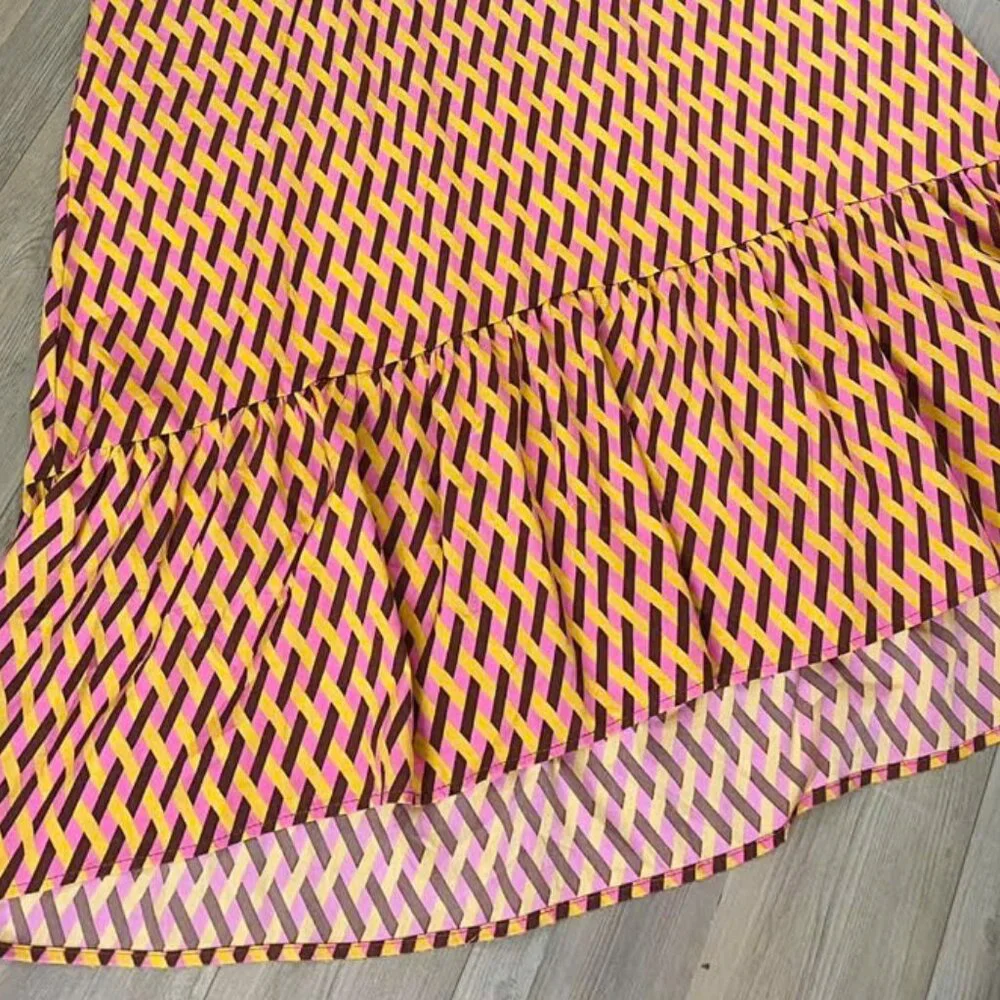 Colorful Geometric Print Long Sleeve Midi Dress - Picture 3 of 3